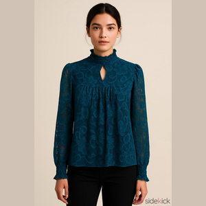 Elegant Lace Women Top in Blue